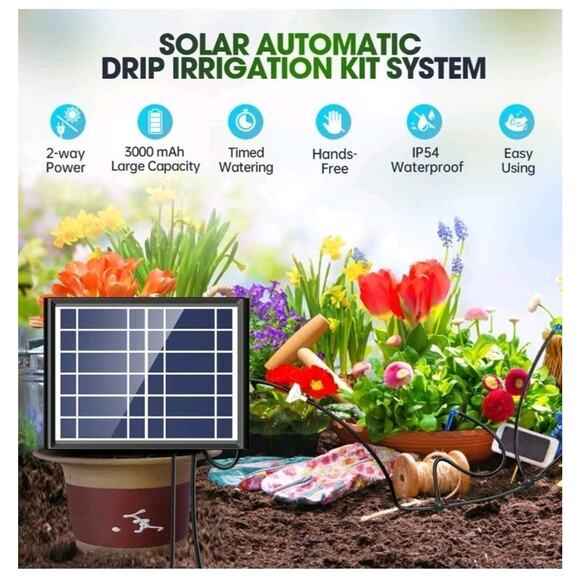 Solar Drip Irrigation System Outdoor, Skycow 3W Solar & USB Power Drip... - Picture 2 of 9